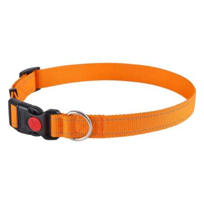 Premium Adjustable Waterproof Dog Collar | Classic Solid Color with 3M Reflective Stripe & Secure Safety Lock Buckle