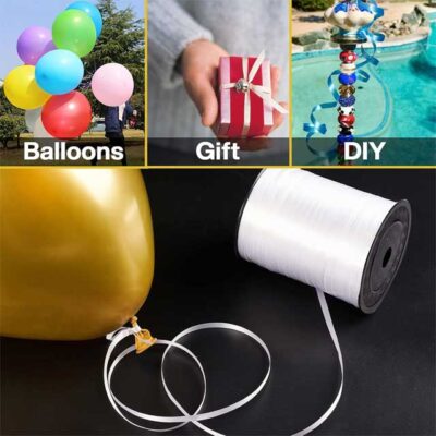 Premium White Ribbon for Crafts & Gift Wrapping – Versatile Ribbon for Balloons, Hair, Florist Arrangements & Christmas Decor