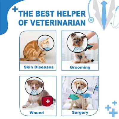 Supet Adjustable White PVC Pet Cone Collar for Dogs – Durable Post-Surgical Recovery & Wound Protection Neck Cone