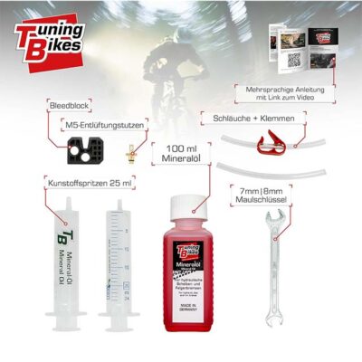 Tuning Bikes Shimano Disc Brake Bleed Kit – Complete Bike Brake Bleeding Kit with Brake Oil, Bleed Block & Step‑by‑Step Instructions for Optimal Shimano Disc Brakes