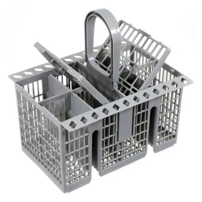 Universal Dishwasher Cutlery Basket Organizer – Removable Handle, Sleek Grey Utensil Holder for Easy Storage and Organization