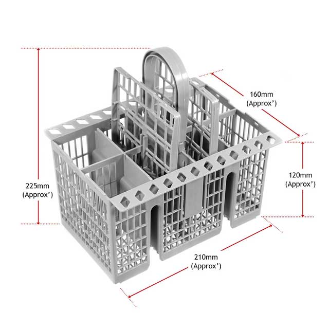 Universal Dishwasher Cutlery Basket Organizer – Removable Handle, Sleek Grey Utensil Holder for Easy Storage and Organization