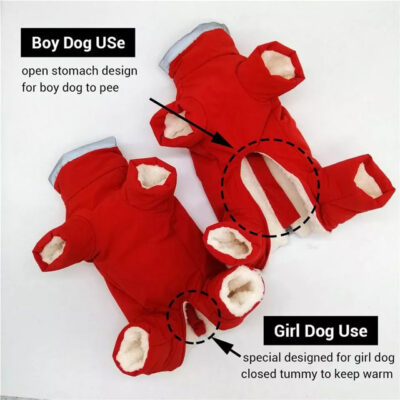 Warm Waterproof Overalls for Dogs – Reflective Down Jacket Pet Jumpsuit for Winter Outdoor Wear