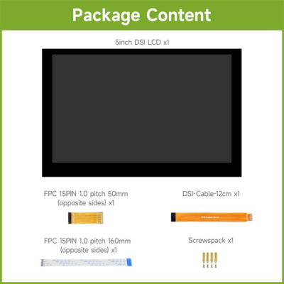 Waveshare 5-Inch Capacitive Touch Display for Raspberry Pi – 5-Point, 800x480 DSI Mini Screen with Low Power Consumption