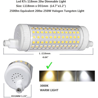 20W Dimmable LED R7S Floodlight 118mm