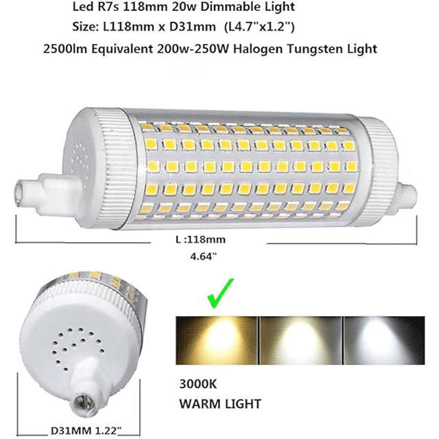 20W Dimmable LED R7S Floodlight 118mm