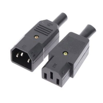 AC 3-Pin Straight Cable Plug Connector – C13/C14 10A 250V Female/Male AC Power Socket Adapter
