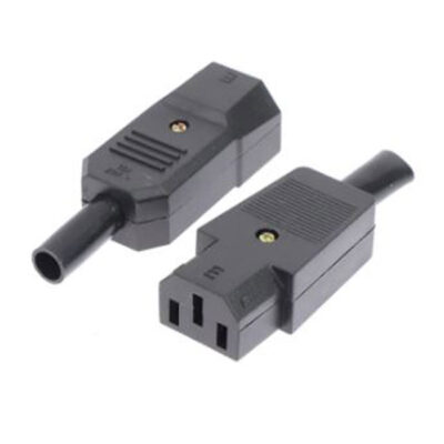 AC 3-Pin Straight Cable Plug Connector – C13/C14 10A 250V Female/Male AC Power Socket Adapter