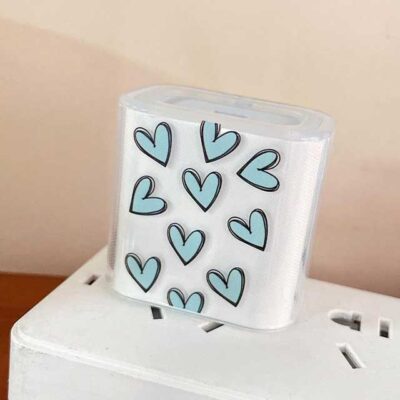 Blue Spiral Cable Protector Wrap for iPhone 20W Fast Charger – 1 Set Original Winder Cable Cord Protector