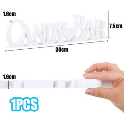 Elegant White Candy Bar Table Runner – Rustic Wood Decoration for Weddings, Anniversaries, Baptisms, Birthdays & Home Decor