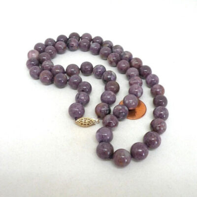 Genuine Charoite 10mm Bead Handmade Necklace – 24-Inch Natural Healing Gemstone Jewelry