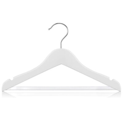 HANGERWORLD 6-Pack White Wooden Kids Coat & Garment Hangers – 11.8" Notched Design with Non-Slip Pants Bar