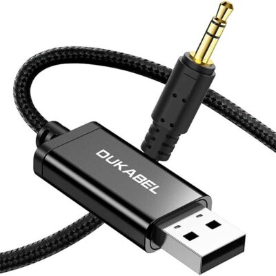High-Speed USB to 3.5mm Aux Audio Cable for PC, PS4 & PS5 – USB2.0 to 1/8″ Jack Adapter Cord
