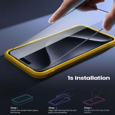 "Lamicall 2-Pack Professional iPhone 15 Pro Max Screen Protector – Black Edge Super Strengthened Tempered Glass"