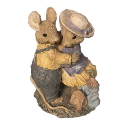 Mouse Tales by Priscilla Hillman – Whimsical Hugging Country Mice Couple Art Print for Farmhouse & Rustic Home Decor