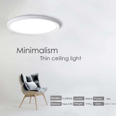 OUILA LED Ceiling Light – 18W 4000K Daylight Flush Mount Fixture, 1600LM for Bathroom, Bedroom, Kitchen, Living Room & Dining Hall (YLXDD300-18W)