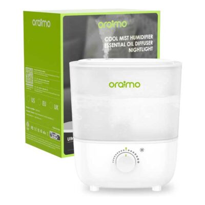 Oraimo 2.5L Top Fill Humidifier – Ultra Quiet 26dB Air Diffuser with Nightlight, Easy Clean BPA-Free Essential Oil Diffuser for Baby, Bedroom & Indoor Plants