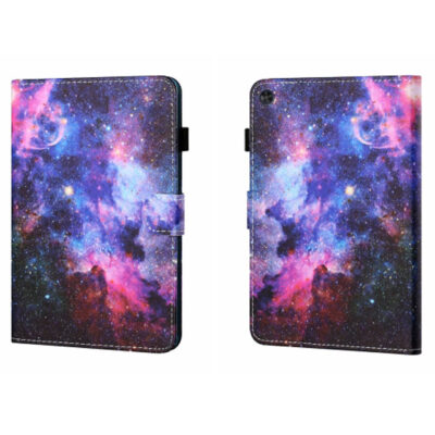 Samsung Galaxy Tab A9 Flip PU Tablet Case – Coloured Drawing Stitching & Starry Sky Design with Sleep/Wake Function