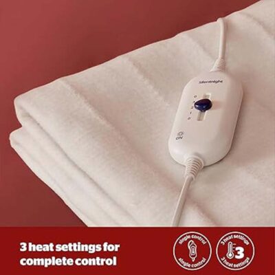 Silentnight Comfort Control Heated Electric Blanket for Double Beds – 3 Heat Settings, Fast Heat Up, Overheat Protection & Easy-Fit Underblanket
