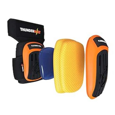 Thunderbolt Heavy-Duty Knee Pads for Construction, Gardening & Cleaning – Dual Gel Foam Cushion with Adjustable Non-Slip Straps (Orange, 1 Pc)