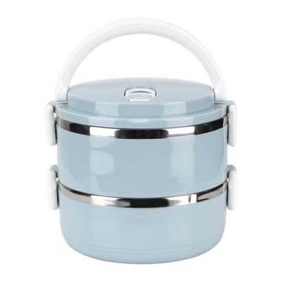 Two-Layer Blue Stackable Stainless Steel Bento Box – Portable Snack & Lunch Container for Students, Kids, and Work