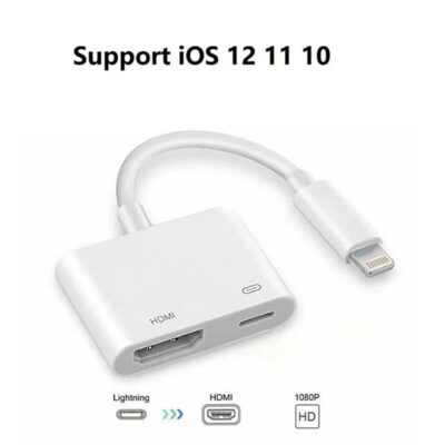 Universal HDMI Cable Adapter for Apple 8-Pin to HDMI Digital AV Converter – Compatible with iPad, iPhone & iOS 10/11/12 Devices