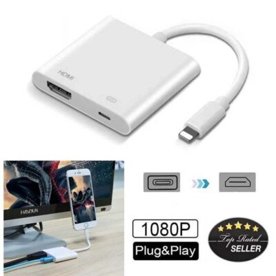 Universal HDMI Cable Adapter for Apple 8-Pin to HDMI Digital AV Converter – Compatible with iPad, iPhone & iOS 10/11/12 Devices