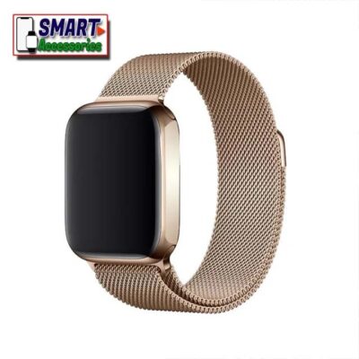 Vintage Gold Magnetic Stainless Steel Apple Watch Band – Compatible with Series 1, 2, 3, 4, 5 & 7 (38-45mm) for Models W26, HW12, HW22, FK78, HT99, HW56, IWO, DT200
