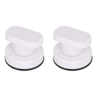 White 2-Piece Suction Cup Glass Mirror Door Handle – Round Bathtub, Shower, Cabinet & Drawer Knob Furniture Accessory