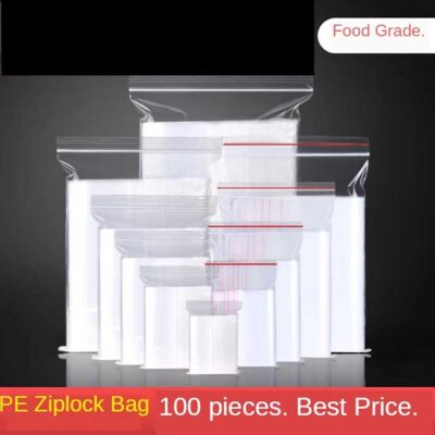 100PCS Mini Zip Lock Bags – Clear PE Plastic Packaging Pouches for Jewelry, Small Items, Samples & Storage