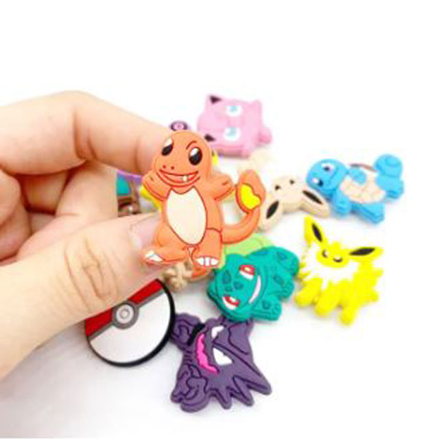 5/10Pcs Pokemon PVC Shoe Crocs Buckle Accessories – Pikachu DIY Cartoon Animal Shoe Decor & Croc Charms for Kids Party Gift