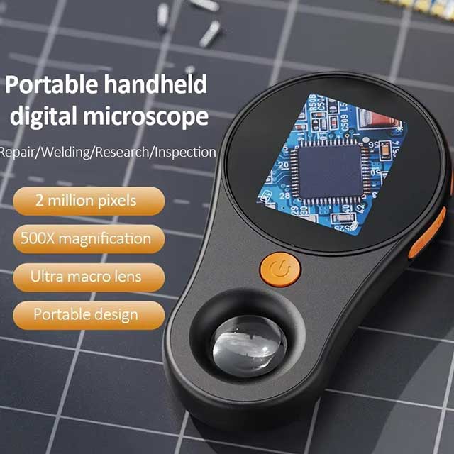 500X Digital Handheld Microscope – 2MP Portable Magnifier with LED Light for Coins, Jewelry & Circuit Inspection