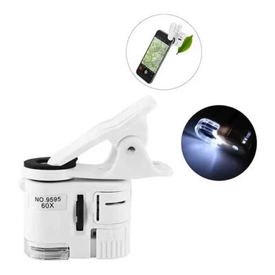 60X Zoom Clip-On Microscope Lens – LED & UV Light Magnifying Glass for Universal Mobile Phones