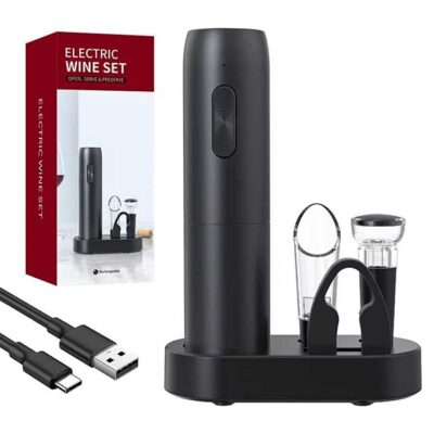 Electric Wine Bottle Opener – Automatic Corkscrew with Charging Base or Battery Powered