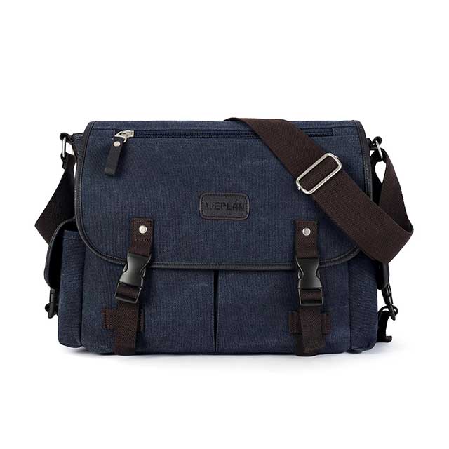Men’s Retro Canvas Messenger Bag – Water-Resistant 13-Inch Laptop Satchel for Work, College & Travel