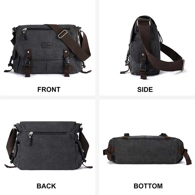 Men’s Retro Canvas Messenger Bag – Water-Resistant 13-Inch Laptop Satchel for Work, College & Travel