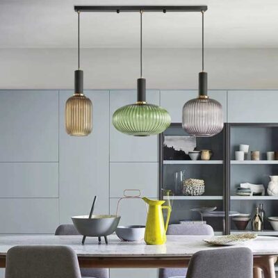 Retro Colorful Glass Pendant Light – Creative LED E27 Hanging Lamp for Restaurant, Living Room, Bedroom & Loft Decor