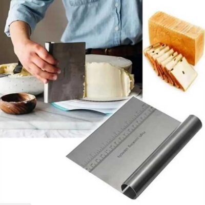 Stainless Steel Baking Scraper – Multipurpose Dough, Cream, Sausage & Cake Cutter Tool
