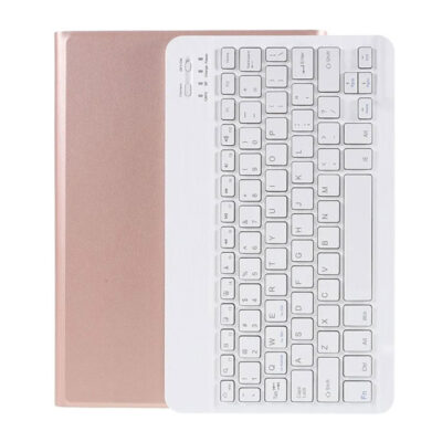 Wireless Bluetooth Keyboard & Leather Stand Cover for Honor Pad 6, Huawei MediaPad T3/C3 10.1, and Enjoy Tablet 2 – Rose Gold