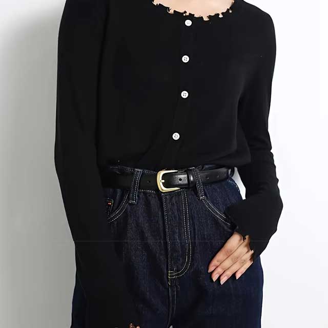 Women’s Fashion Black Belt – Simple Decorative Waist Belt for Jeans | 1PC Daily Wear Accessory