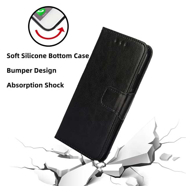 Xiaomi Redmi Note 12 5G Premium Flip Leather Wallet Phone Case Cover – Sleek Black Design