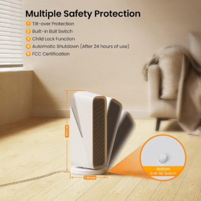 ZOESURE 1500W WiFi Ceramic Space Heater With 3Mods – Portable Electric Room Heater with 80° Oscillation, Timer, Safety Features & 2Sec Fast Heating