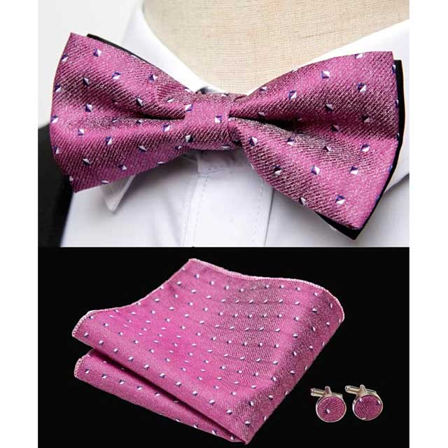 HUISHI Men's Classic Bow Tie Set β Blue Paisley Floral Bowtie with Pocket Square & Cufflinks | Wedding Party Suit Accessory