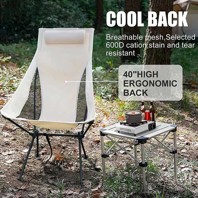 Westtune Portable Folding Camping Chair with Headrest – Lightweight Aluminum Alloy Outdoor Chair for Hiking, Fishing & Travel