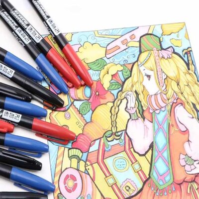 1 Piece Permanent Marker Pen – Fine Point 1.5mm Fiber Tip, Black/Blue/Red Waterproof Ink for School & Office Supplies